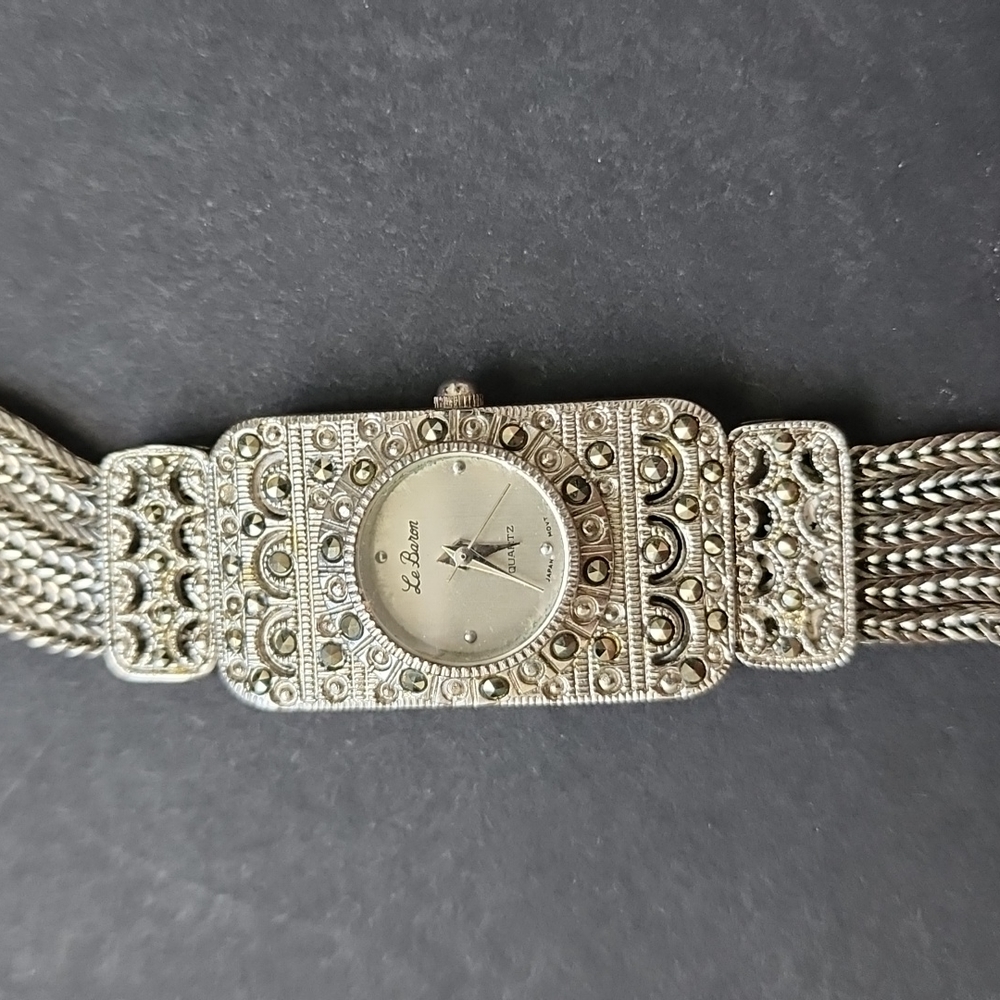 Vintage Le Baron ladies watch.  Marcastite Crystals Silver Beautiful details.